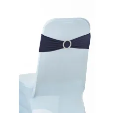 Navy Blue Spandex Chair Band with Slider Buckle Stretchy Chair Band Sash, 1pc