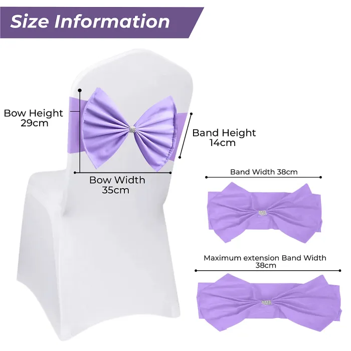 Wider Chair Bows Sash Band with Slider Buckle, Lavender, 1pc