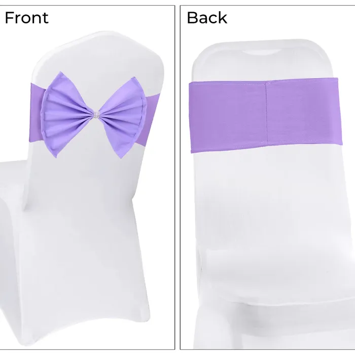 Wider Chair Bows Sash Band with Slider Buckle, Lavender, 1pc
