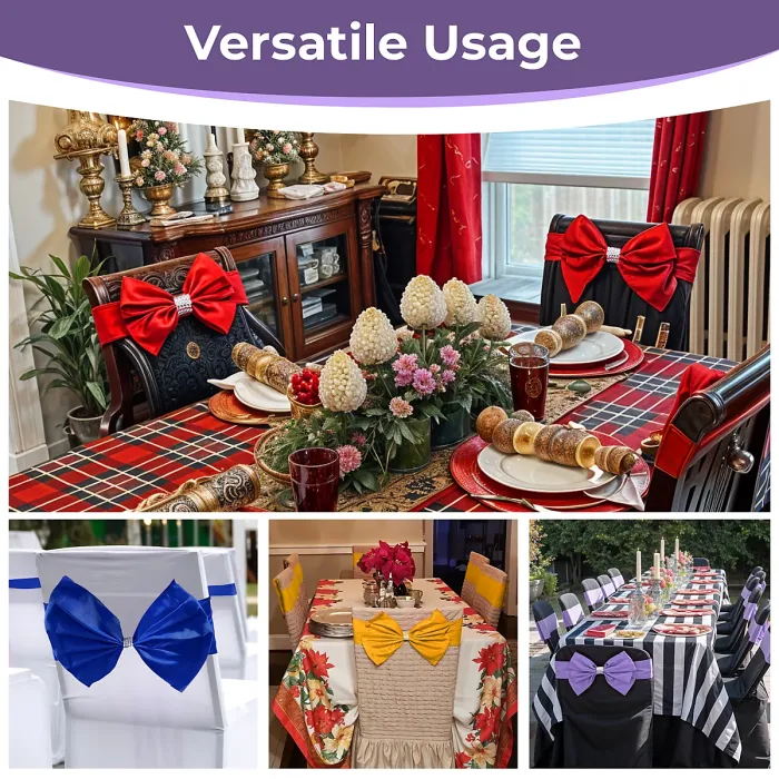 Wider Chair Bows Sash Band with Slider Buckle, Lavender, 1pc