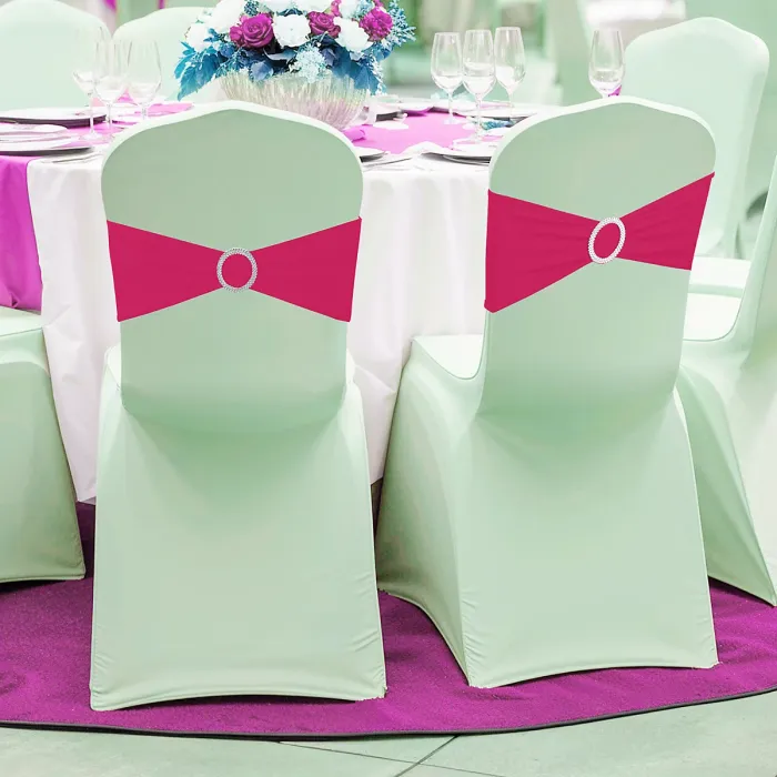 Hot Pink Spandex Chair Band with Slider Buckle Stretchy Chair Band Sash, 1pc