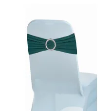 Hunter Green Spandex Chair Band with Slider Buckle Stretchy Chair Band Sash, 1pc