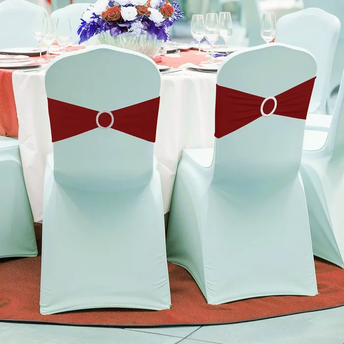 Claret Spandex Chair Band with Slider Buckle Stretchy Chair Band Sash, 1pc