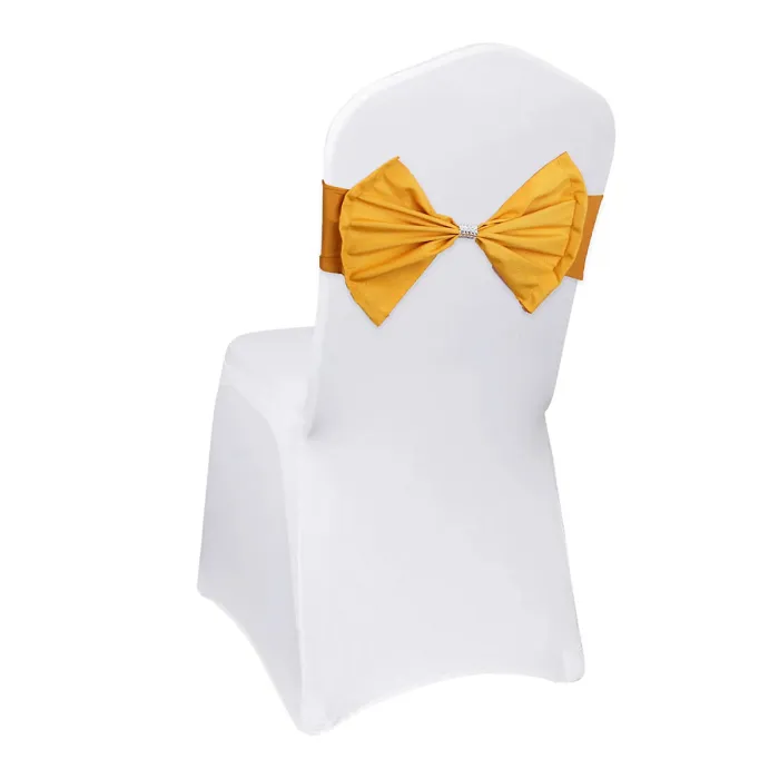 Wider Chair Bows Sash Band with Slider Buckle, Gold, 1pc