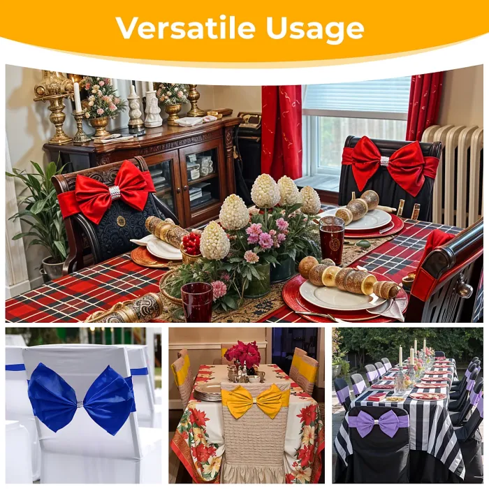 Wider Chair Bows Sash Band with Slider Buckle, Gold, 1pc