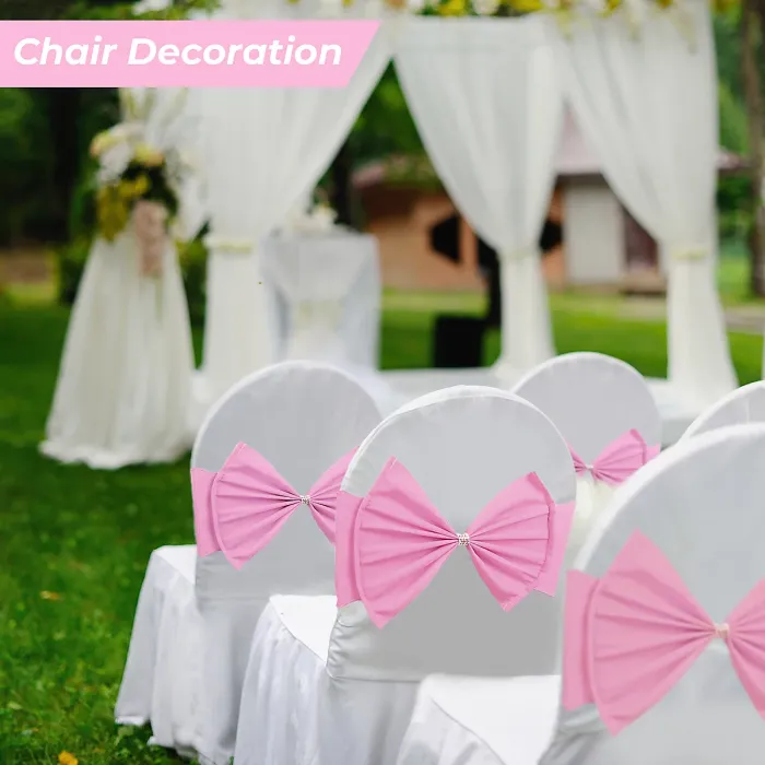Wider Chair Bows Sash Band with Slider Buckle, Baby Pink, 1pc