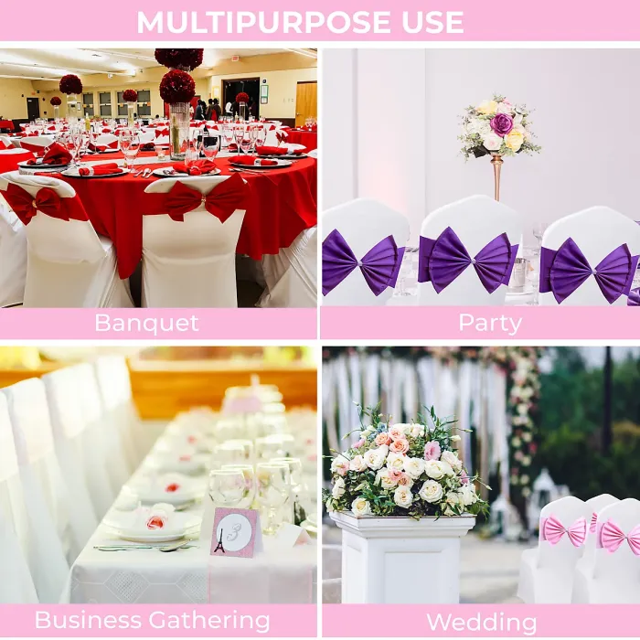 Wider Chair Bows Sash Band with Slider Buckle, Baby Pink, 1pc