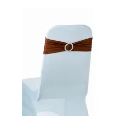 Chocolate Brown Spandex Chair Band with Slider Buckle Stretchy Chair Band Sash, 1pc