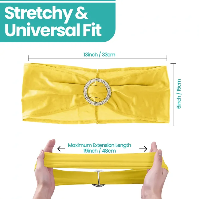 Lemon Spandex Chair Band with Slider Buckle Stretchy Chair Band Sash, 1pc