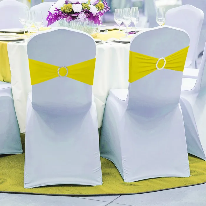 Lemon Spandex Chair Band with Slider Buckle Stretchy Chair Band Sash, 1pc