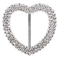 Heart Shape Silver Slider Buckle with Sparkling Rhinestone for Chair Band, Arts & Crafts