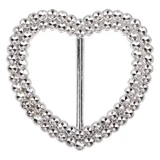 Heart Shape Silver Slider Buckle with Sparkling Rhinestone for Chair Band, Arts & Crafts