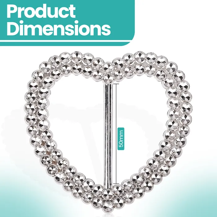 Heart Shape Silver Slider Buckle with Sparkling Rhinestone for Chair Band, Arts & Crafts