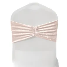 Velvet Chair Band Glitz Shiny Fabric Strechy Chair Band Sash, Blush Pink, 1pc