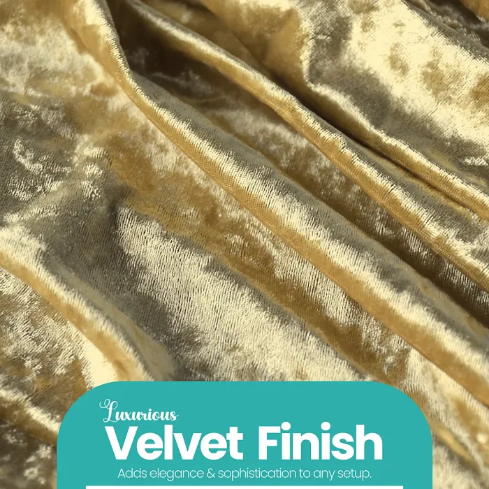 Velvet Chair Band Glitz Shiny Fabric Strechy Chair Band Sash, Gold, 1pc