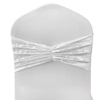 Velvet Chair Band Glitz Shiny Fabric Strechy Chair Band Sash, Ivory, 1pc