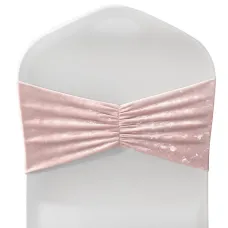 Velvet Chair Band Glitz Shiny Fabric Strechy Chair Band Sash, Rose Pink, 1pc