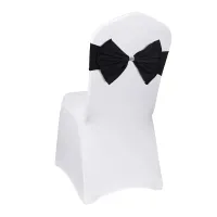 10pcs Wider Chair Bows Sash Band with Slider Buckle, Black