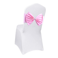 10pcs Wider Chair Bows Sash Band with Slider Buckle, Baby Pink
