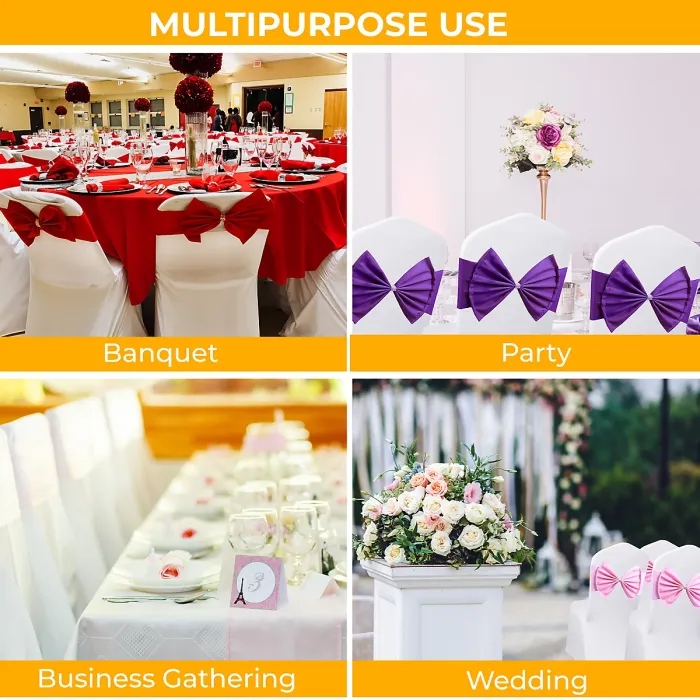 10pcs Wider Chair Bows Sash Band with Slider Buckle, Gold