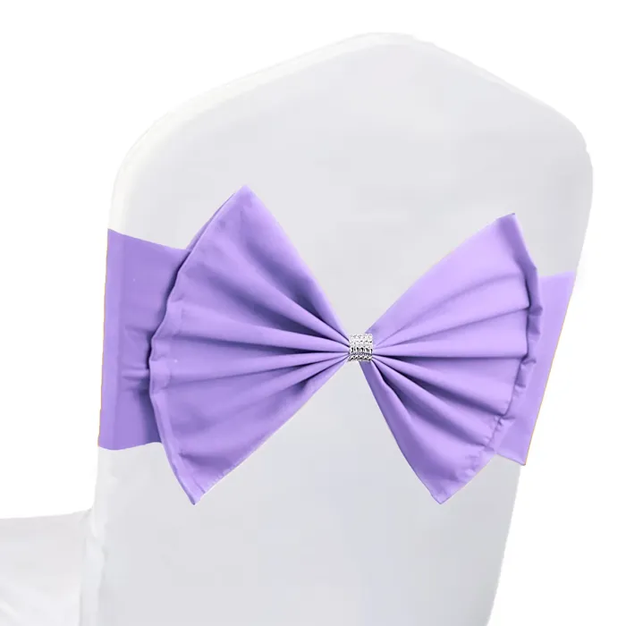 10pcs Wider Chair Bows Sash Band with Slider Buckle, Lavender
