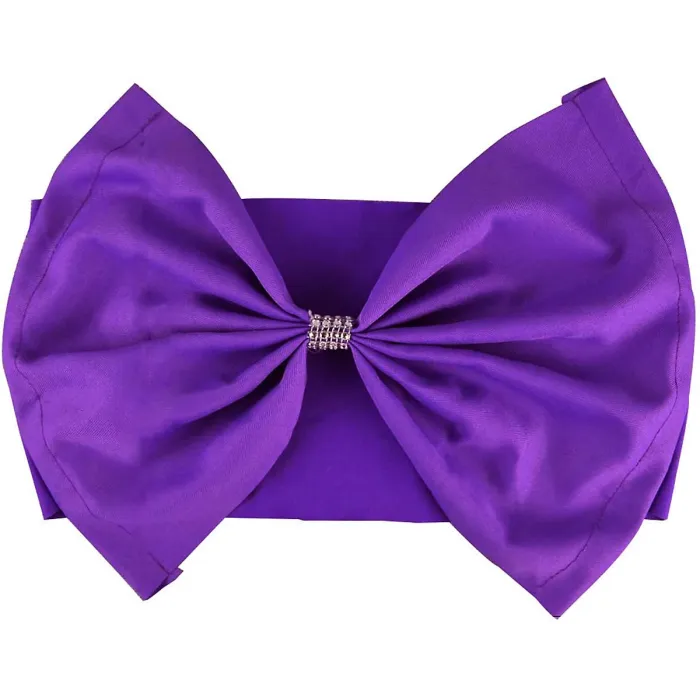 10pcs Wider Chair Bows Sash Band with Slider Buckle, Purple