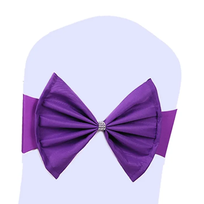 10pcs Wider Chair Bows Sash Band with Slider Buckle, Purple