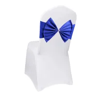 10pcs Wider Chair Bows Sash Band with Slider Buckle, Royal Blue