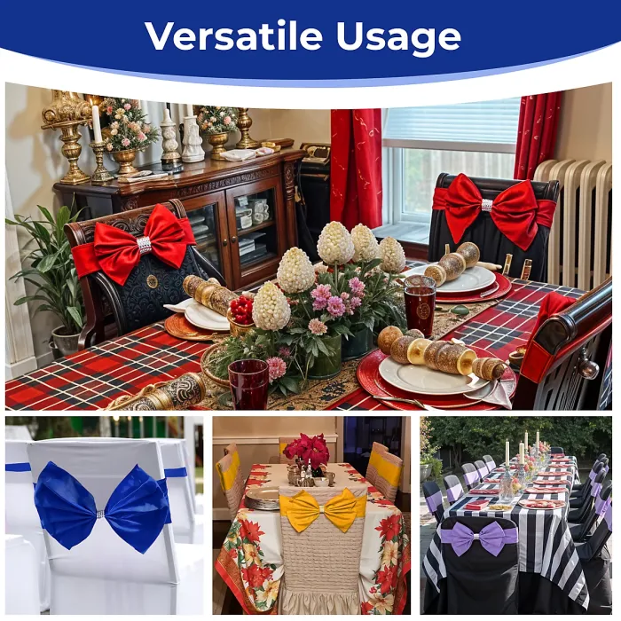 10pcs Wider Chair Bows Sash Band with Slider Buckle, Royal Blue