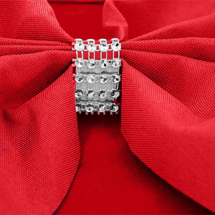 10pcs Wider Chair Bows Sash Band with Slider Buckle, Red