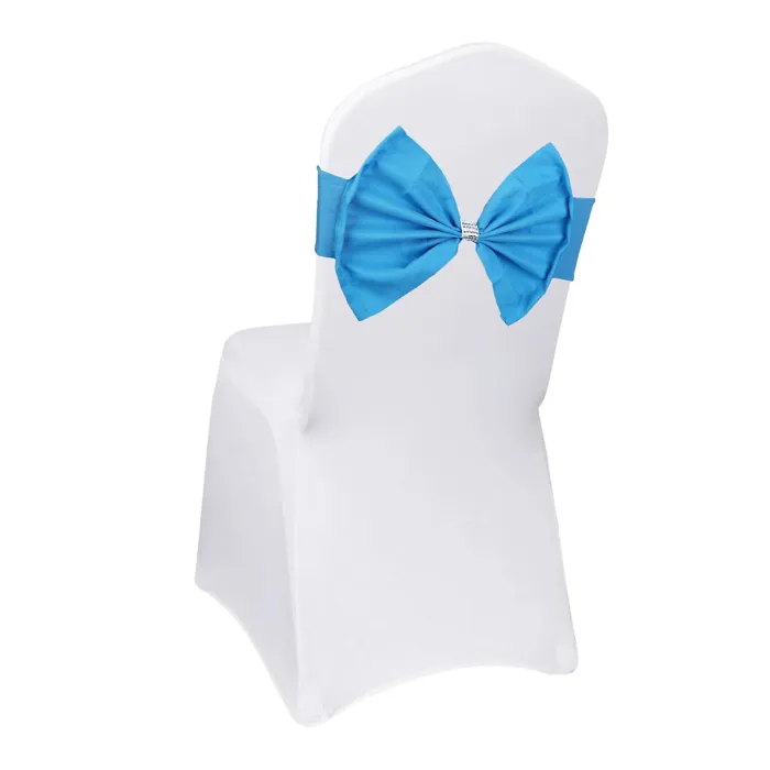 10pcs Wider Chair Bows Sash Band with Slider Buckle, Turquoise
