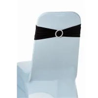 Black Spandex Chair Band with Slider Buckle Stretchy Chair Band Sash, 10pcs