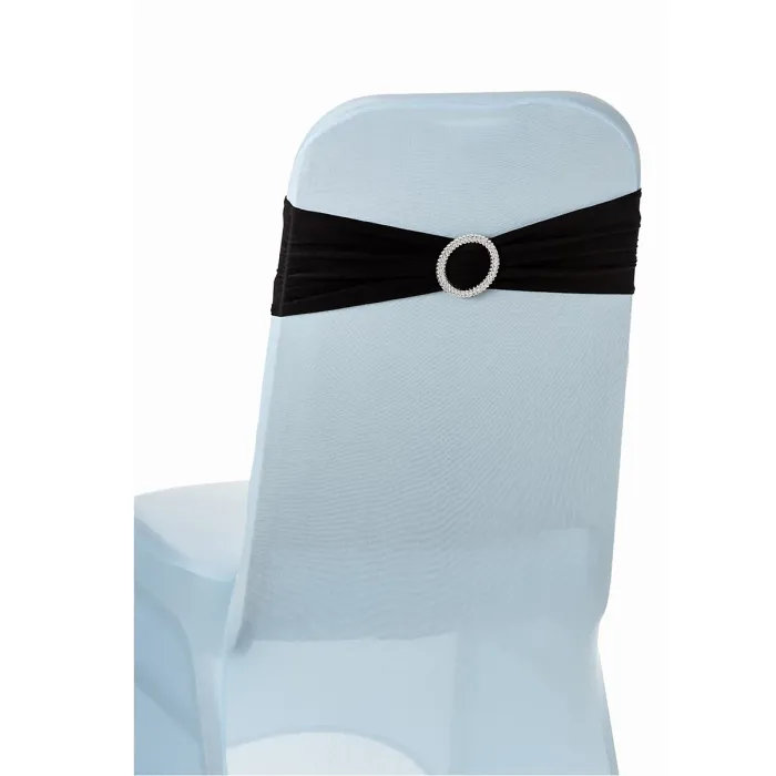 Black Spandex Chair Band with Slider Buckle Stretchy Chair Band Sash, 10pcs