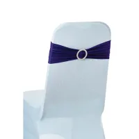 Dark Purple Spandex Chair Band with Slider Buckle Stretchy Chair Band Sash, 10pcs