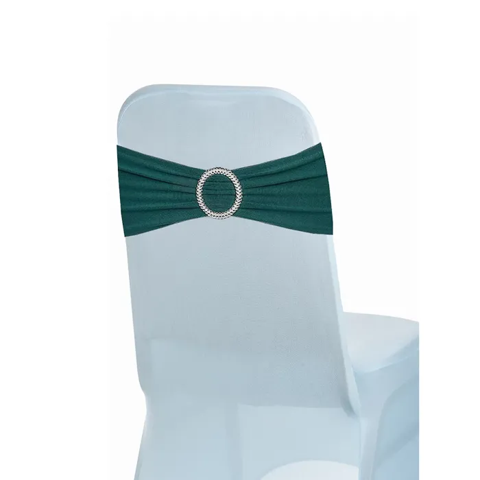 Hunter Green Spandex Chair Band with Slider Buckle Stretchy Chair Band Sash, 10pcs