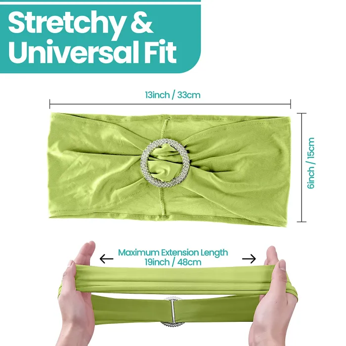 Olive Green Spandex Chair Band with Slider Buckle Stretchy Chair Band Sash, 10pcs