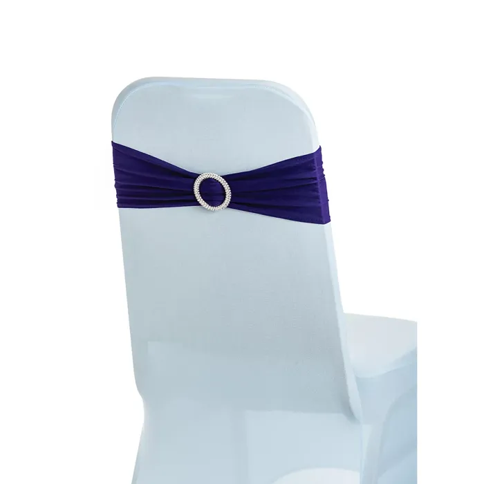 Purple Spandex Chair Band with Slider Buckle Stretchy Chair Band Sash, 10pcs