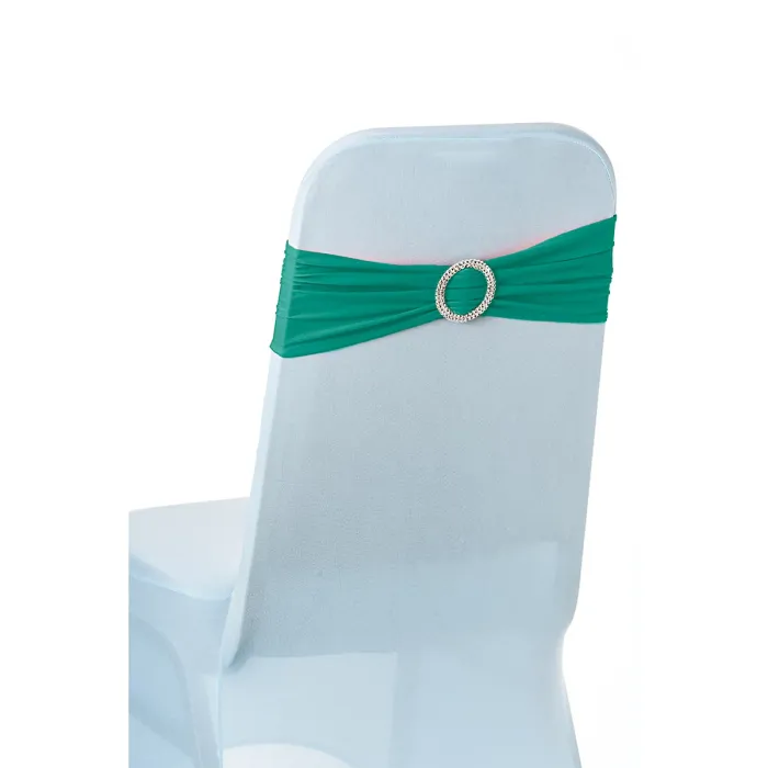Turquoise Spandex Chair Band with Slider Buckle Stretchy Chair Band Sash, 10pcs