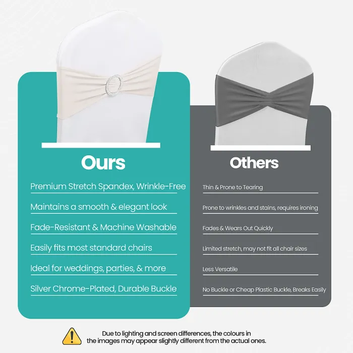 White Spandex Chair Band with Slider Buckle Stretchy Chair Band Sash, 10pcs