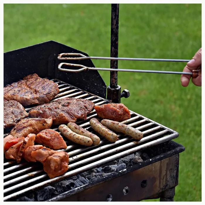 Neel Blue Wood & Stainless Steel 3-piece Barbecue Grill Accessories