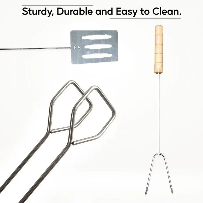 Neel Blue Wood & Stainless Steel 3-piece Barbecue Grill Accessories