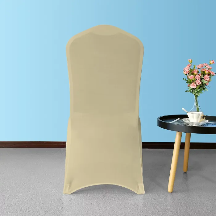 10pcs Spandex Chair Cover Front Flat Slipcovers Removable Washable, Champagne