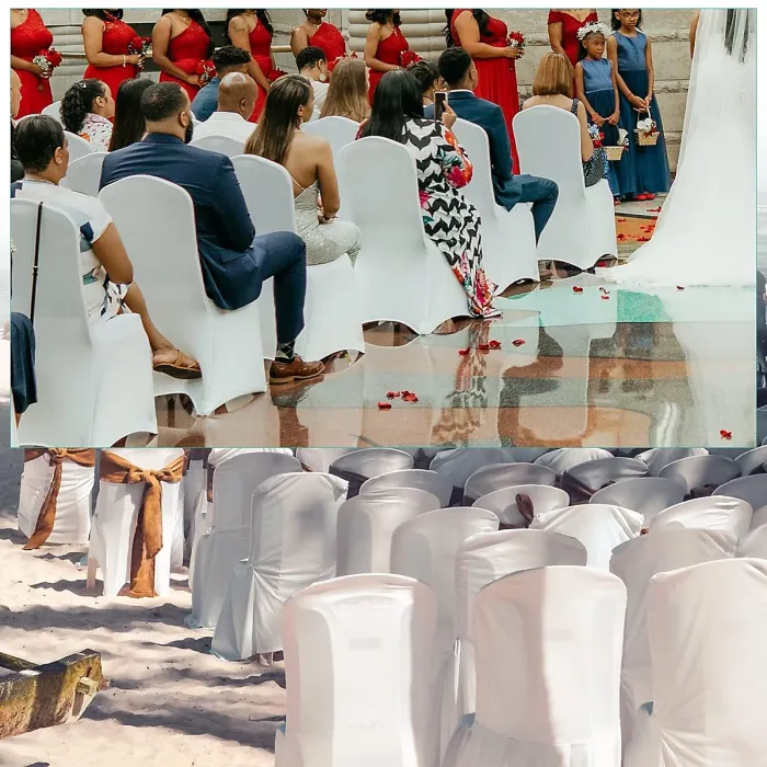 10pcs Spandex Chair Cover Front Flat Slipcovers Removable Washable, Champagne