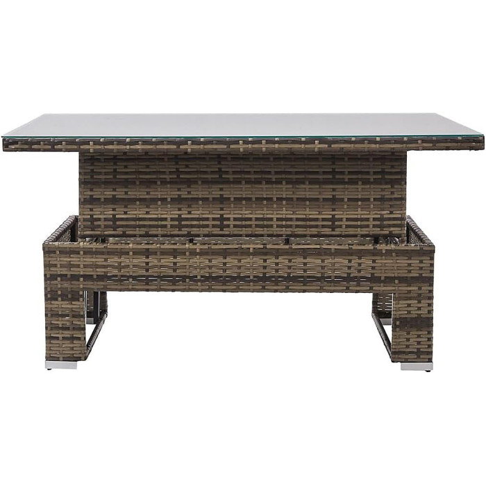 Nustone L-Shaped Corner Rattan Garden Furniture Lounge Dining Set for Seating 8 People - In Grey