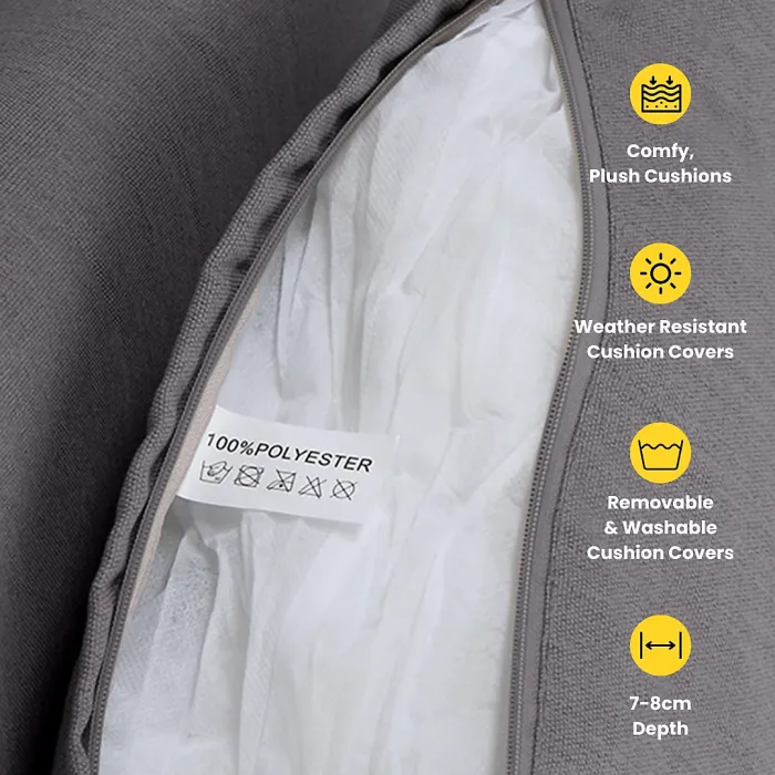 Nustone L-Shaped Corner Rattan Garden Furniture Lounge Dining Set for Seating 8 People - In Grey