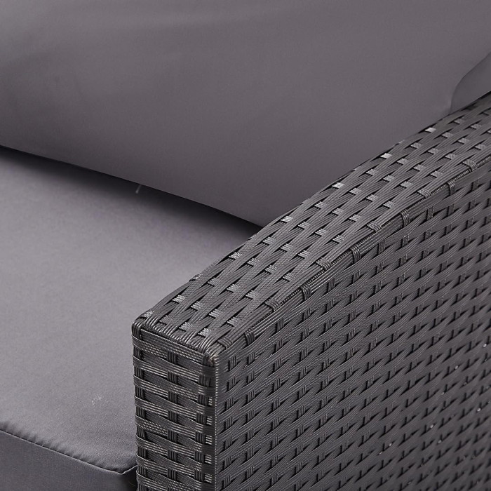 Nustone L-Shaped Corner Rattan Garden Furniture Lounge Dining Set for Seating 8 People In Black