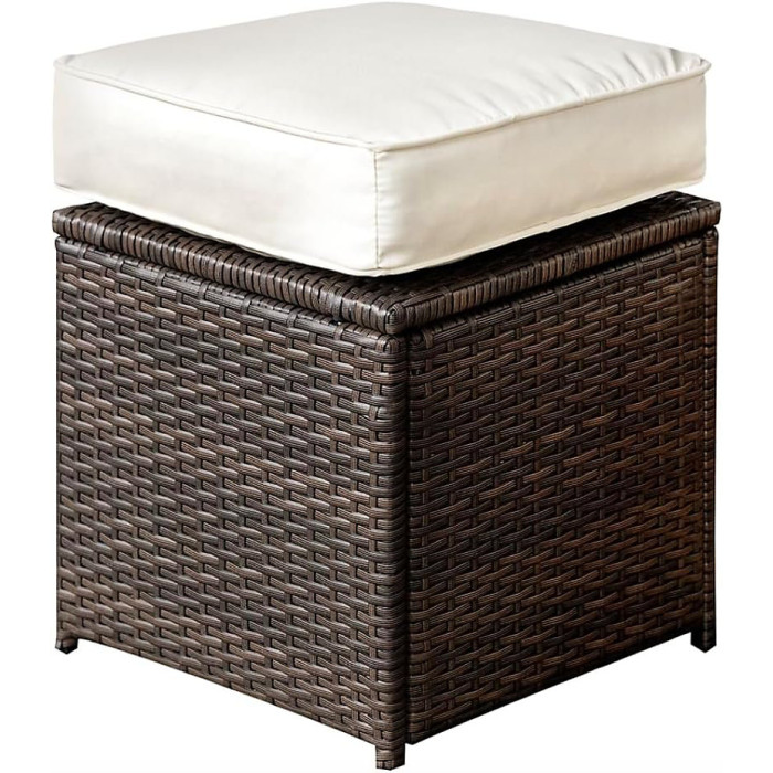 Nustone Rattan Garden Furniture Lounge Dining Set for Seating 7 People With 3 Seater Sofa, 2 Armchairs and 2 Stools