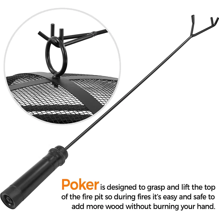 Yaheetech Black Iron Round Fire Pit with Stars Moons Pattern