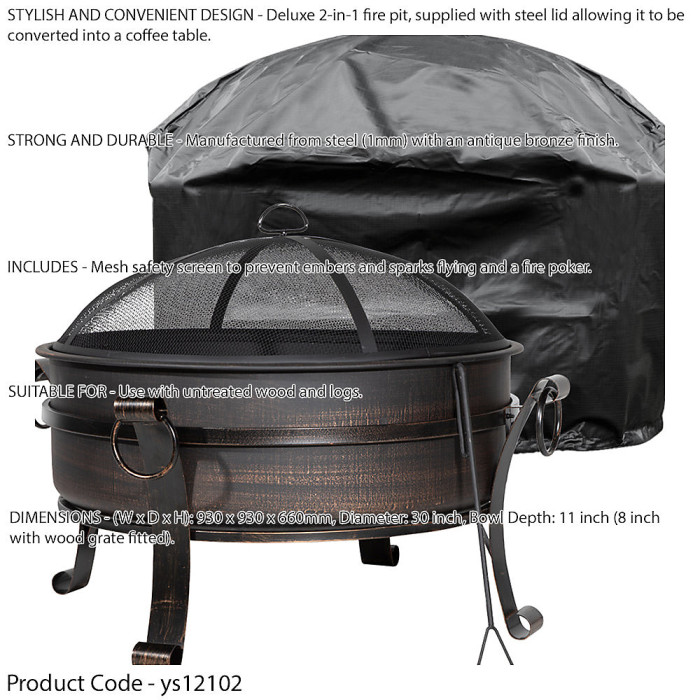 Versatile Round Fire Pit Wood Burner and Coffee Table Set for Outdoor Gatherings