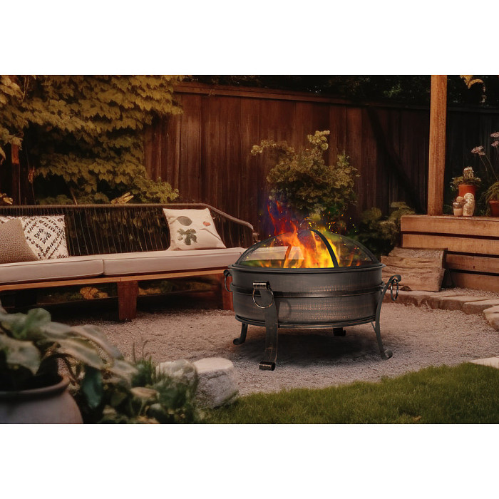 Versatile Round Fire Pit Wood Burner and Coffee Table Set for Outdoor Gatherings